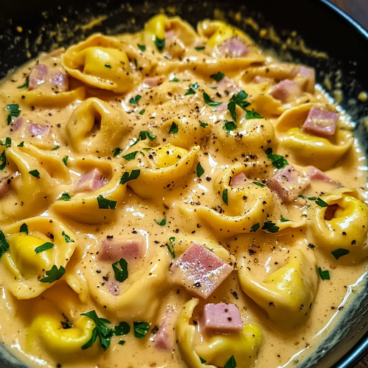 Cremige Tortellini mit Schinken-Käse-Soße schnell zubereiten